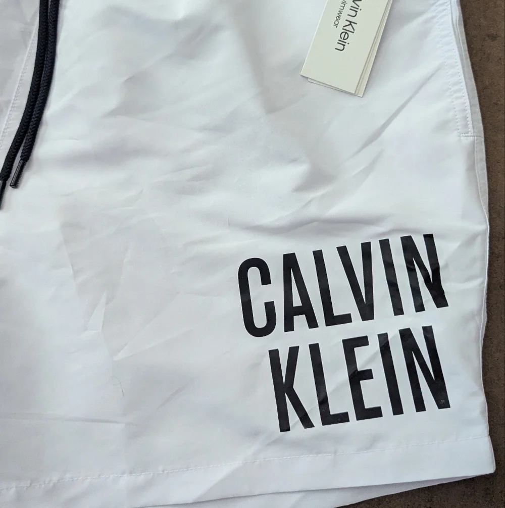 Calvin Klein Swim Intense Swim Trunks White With Black Logo Size XL NWT